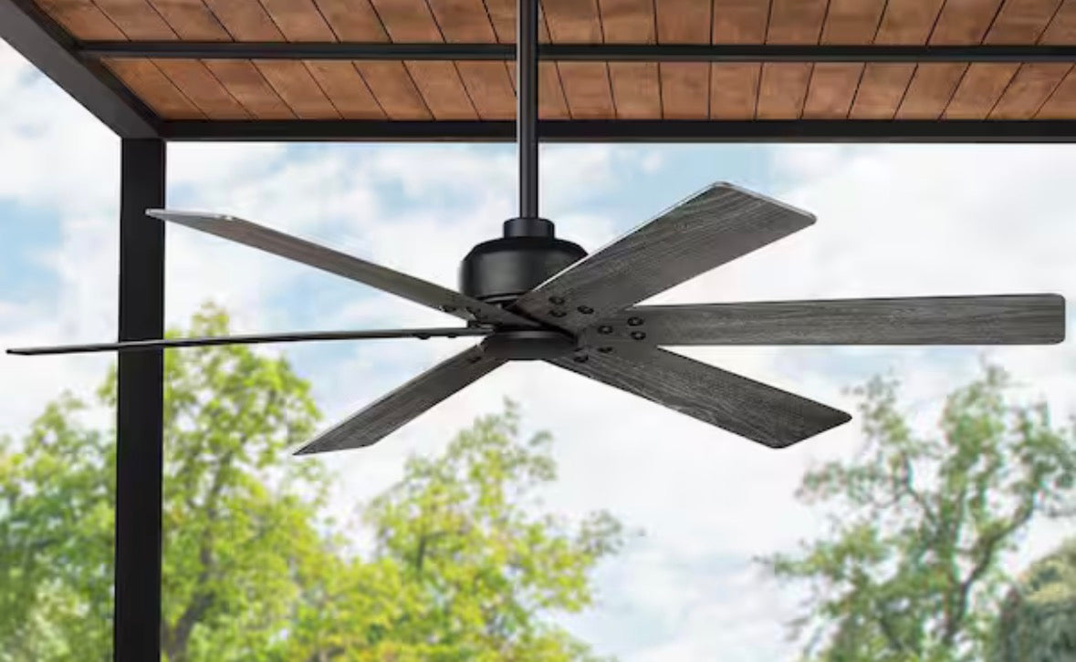 Cortaine 54 in. Indoor/Outdoor Matte Black Ceiling Fan with DC Motor and Remote Control Included
