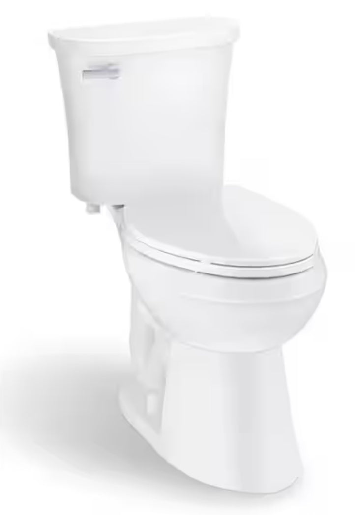 Power Flush 2-Piece 1.28 Gallons Per Flush GPF Single Flush Elongated Toilet in White with Slow-Close Seat Included