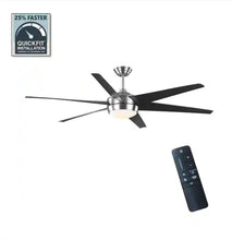 Load image into Gallery viewer, Windward 68 in. White Color Changing Integrated LED Brushed Nickel Ceiling Fan with Light Kit, DC Motor and Remote
