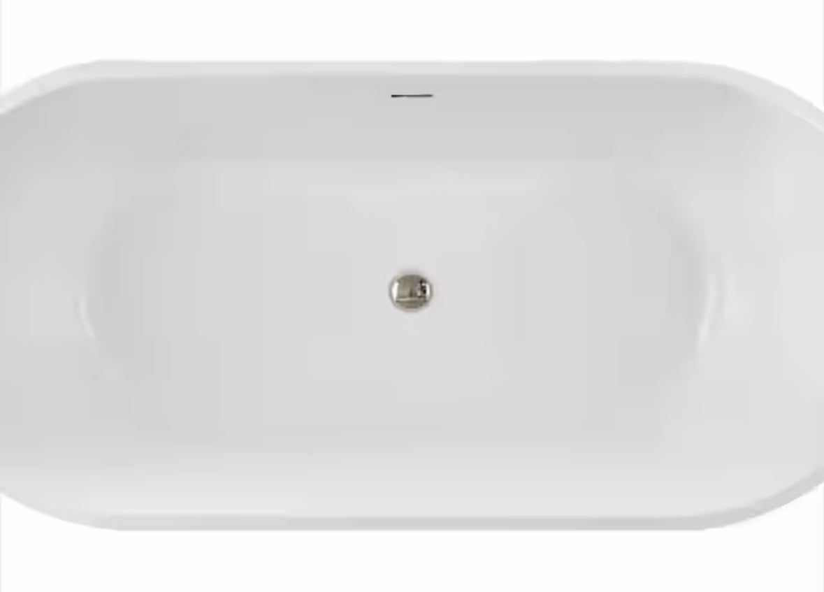 Enigma 47 in. x 27 in. Freestanding Acrylic Soaking Bathtub with Center Drain in Brushed Nickel