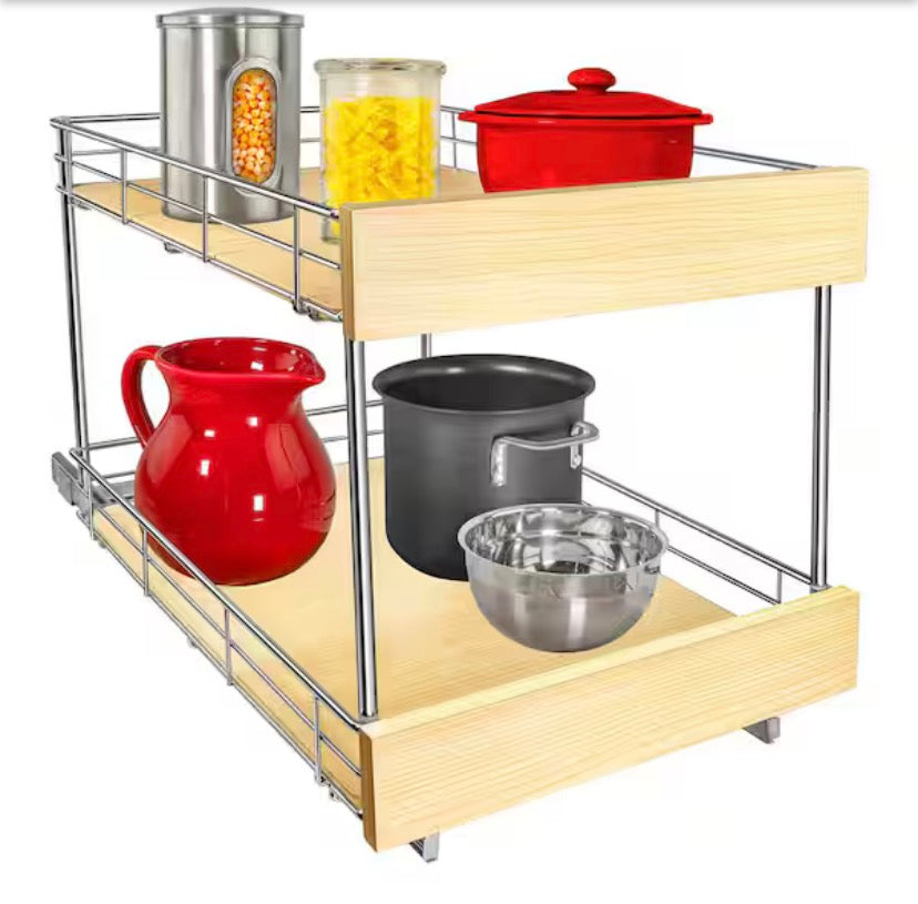 SELECT Pull Out Cabinet Organizer - Slide Out Drawers for Kitchen Cabinets - 14 in. x 21 in. Double