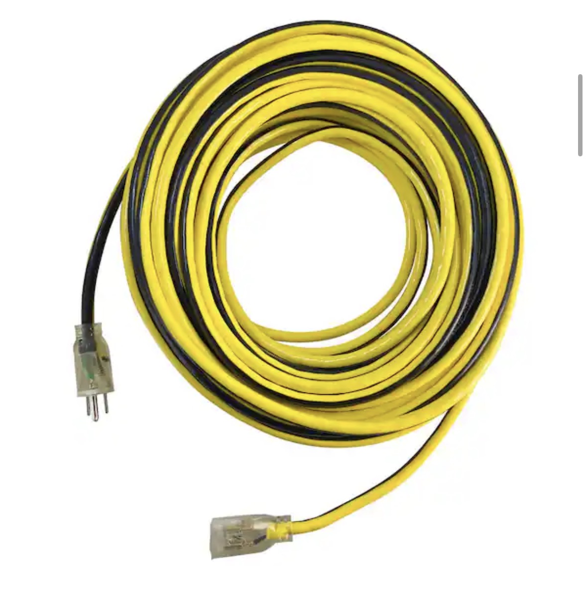 VividFlex 100 ft. 14/3 Heavy Duty Indoor/Outdoor Extension Cord with Lighted End, Yellow