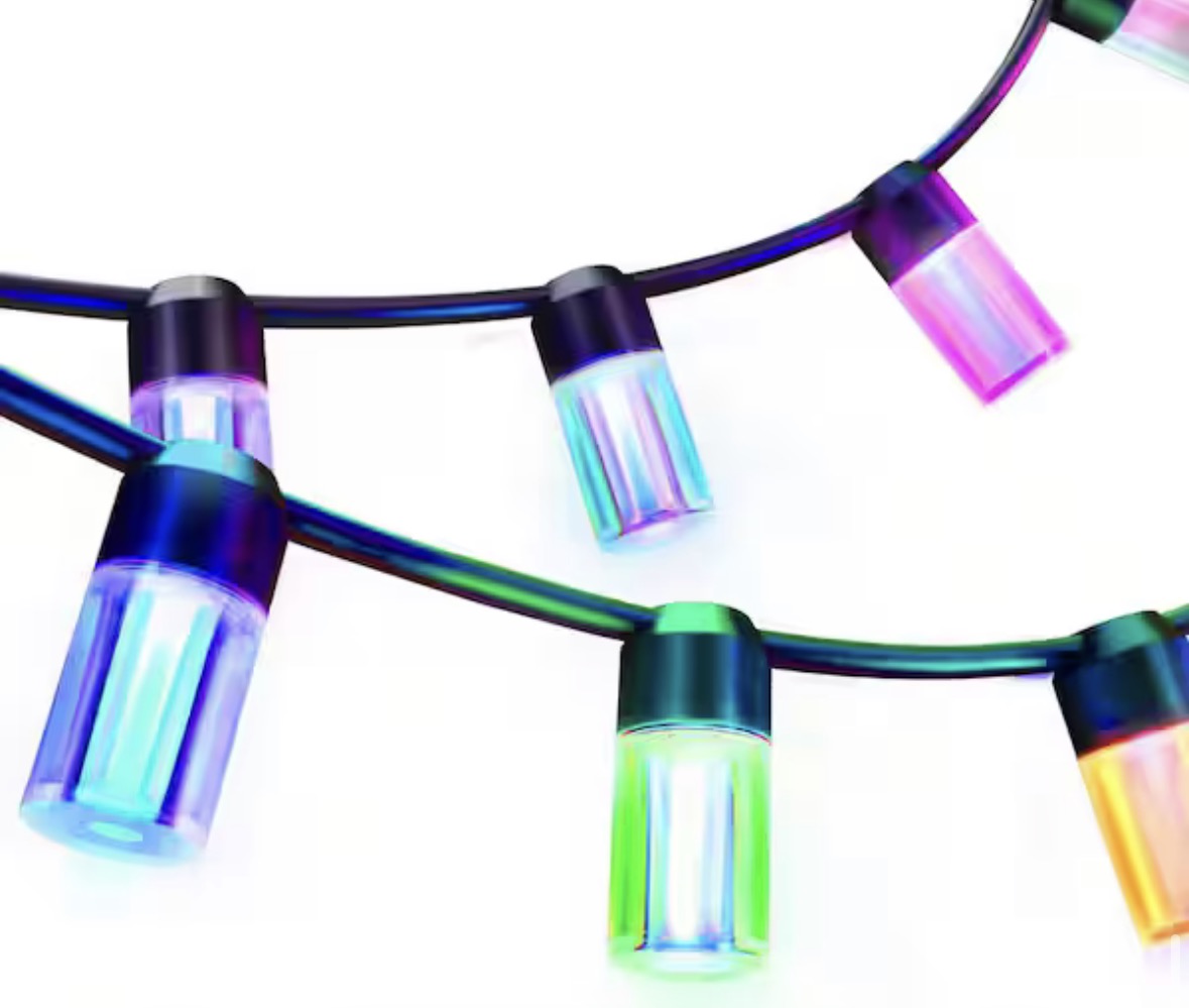 12-Light 24 ft. Outdoor Plug-In RGB Integrated LED Smart Wi-Fi String Light, Works with Alexa/Hey Google/HomeKit/Siri