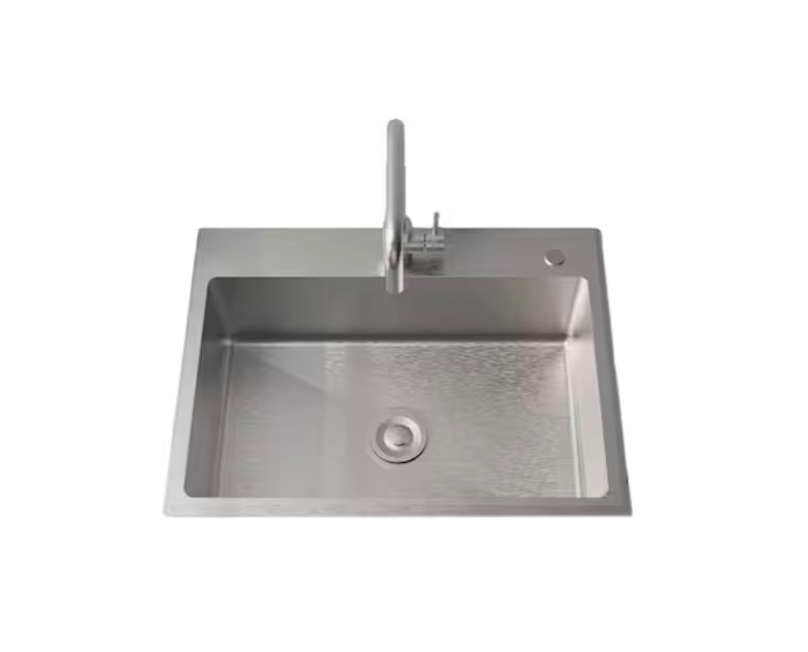 24 in. Drop-In Silver Laundry Utility Sink, Brushed Stainless Steel with Faucet and Drain