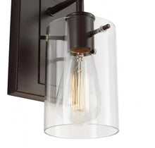 Load image into Gallery viewer, Regan 4.5 in. 1-Light Espresso Bronze Bathroom Vanity Light with Clear Glass Shade
