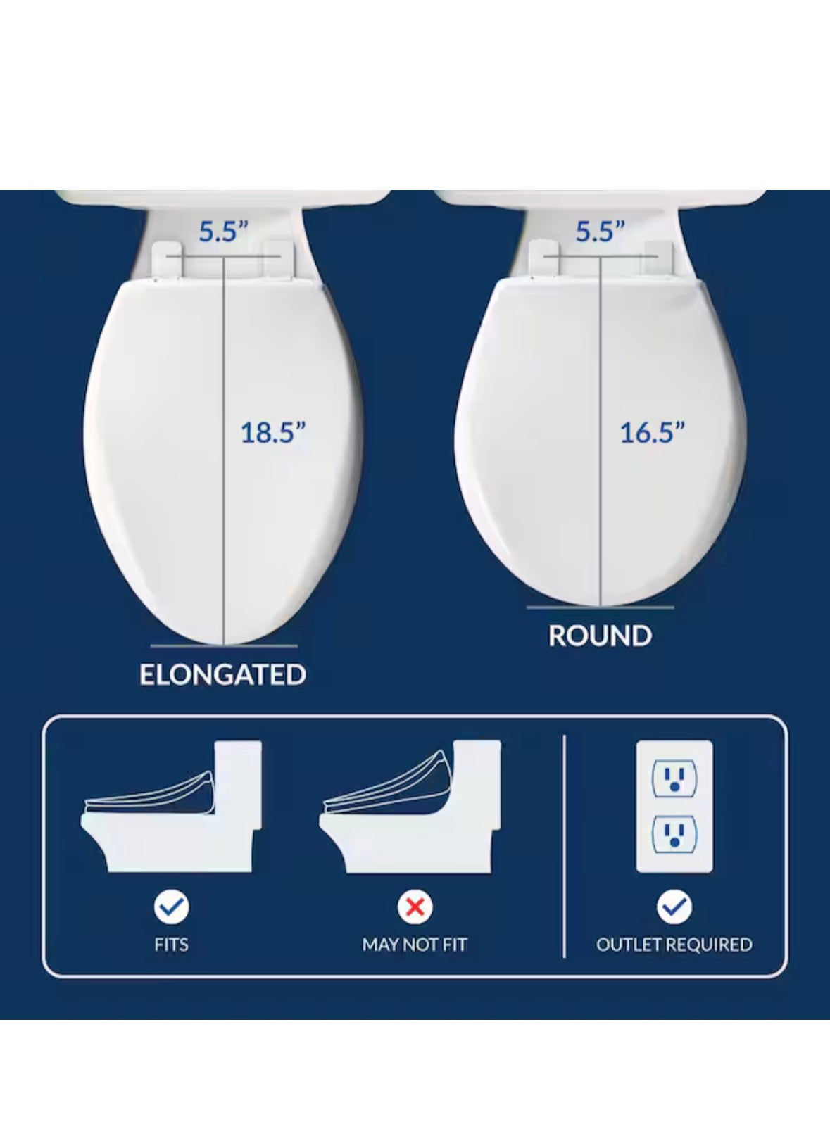 HD-7000 Electric Bidet Seat for Round Toilets in White with Fusion Heating Technology