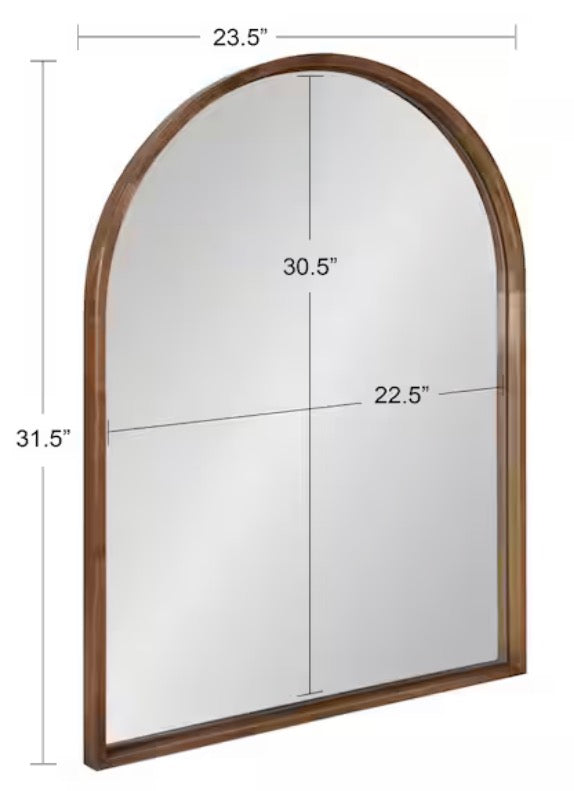 31.50 in. H x 23.50 in. W Valenti Farmhouse Arch Framed Rustic Brown Accent Wall Mirror