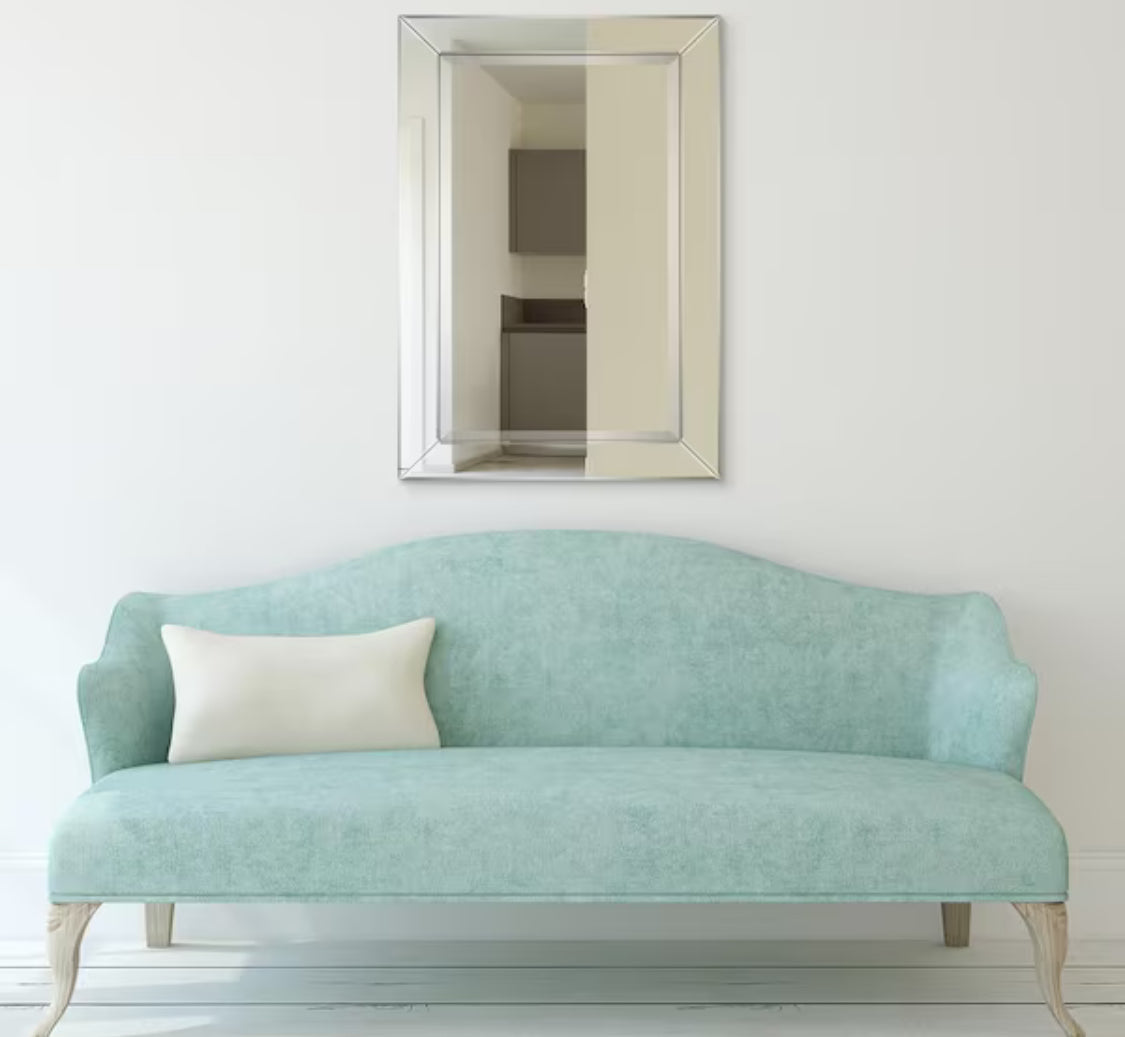 Medium Rectangle Clear Beveled Glass Modern Mirror (24 in. H x 36 in. W)