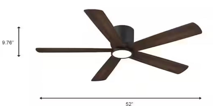 Britton 52 in. Integrated LED Indoor Matte Black Ceiling Fan with Light Kit and Remote Control