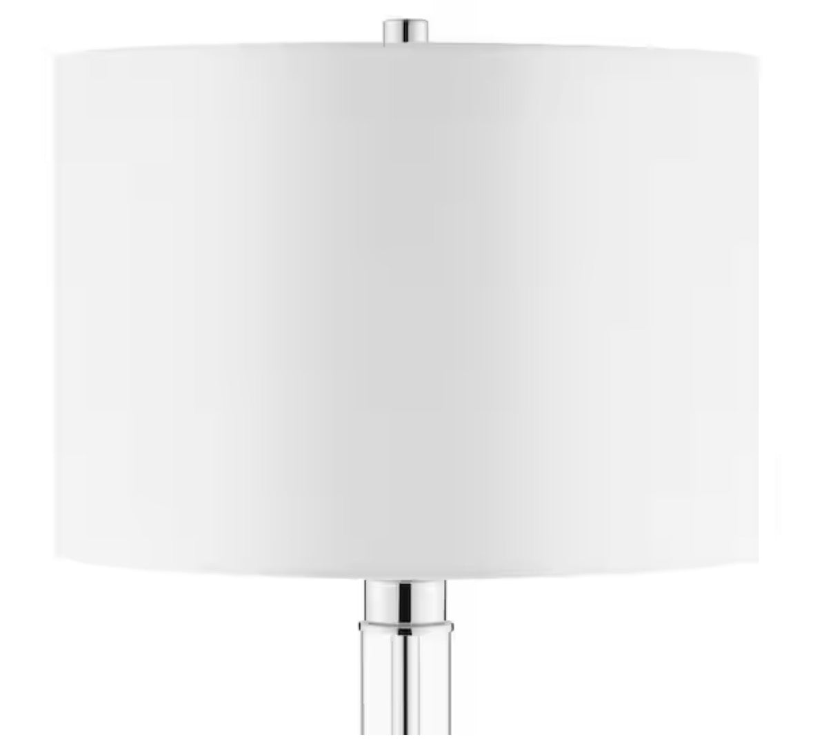 Keiss 60 in. Chrome and Clear Acrylic Standard Floor Lamp with White Fabric Shade