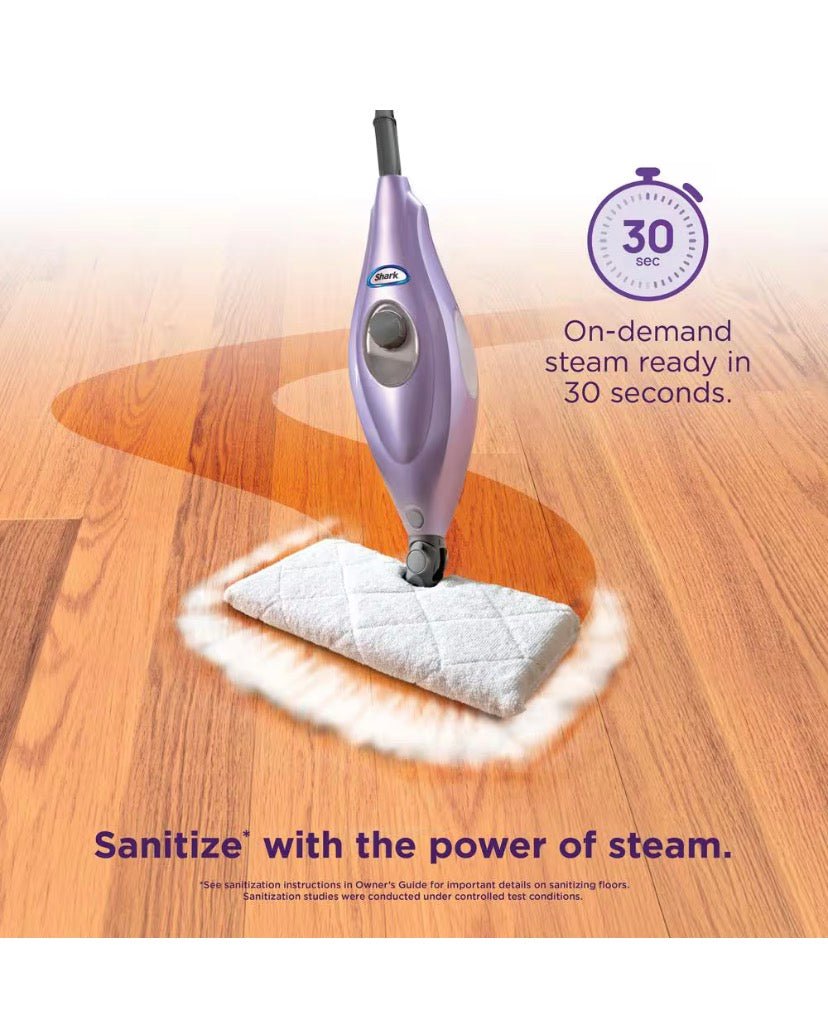 Corded Steam Pocket Mop Stick Cleaner for Hard-Floor Surfaces in Purple with Faster Dry Times and XL Water Capacity