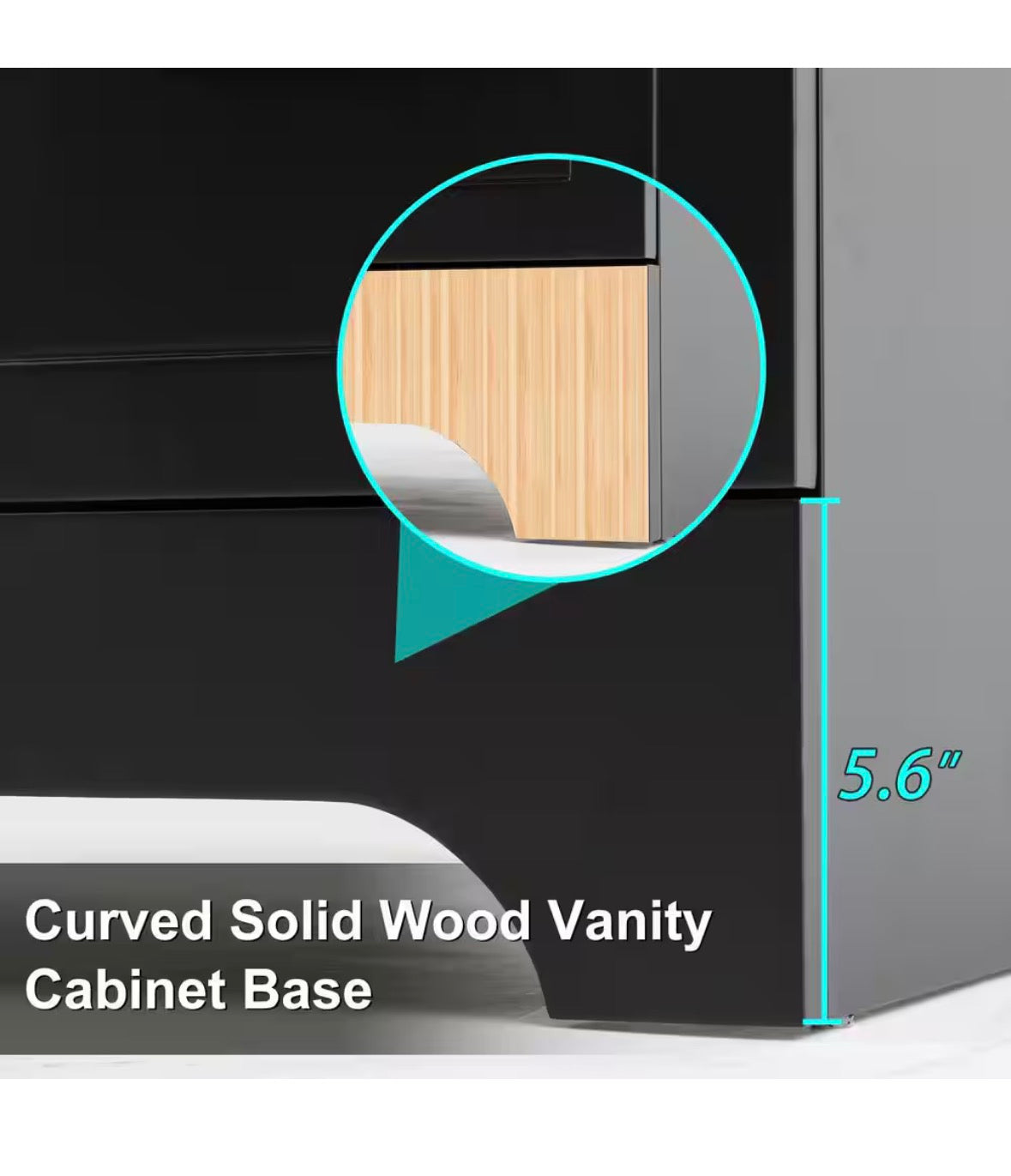 36 in. W. x 18 in. D x 34 in. H Single Sink Freestanding Black Bath Vanity with White Integrated Composite Resin Top