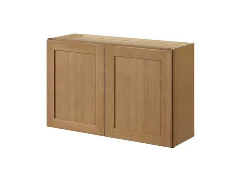 Avondale 36 in. W x 12 in. D x 24 in. H Ready to Assemble Plywood Shaker Wall Bridge Kitchen Cabinet in White Oak
