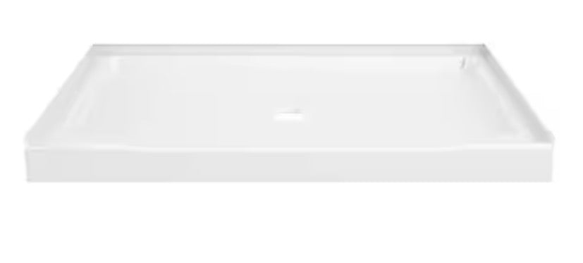 Classic 500 48 in. L x 34 in. W Alcove Shower Pan Base with Center Drain in High Gloss White