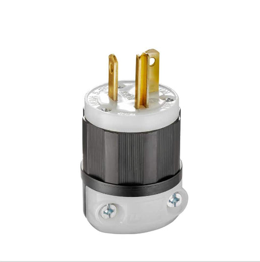 20 Amp 125-Volt Straight Plug, Black and White