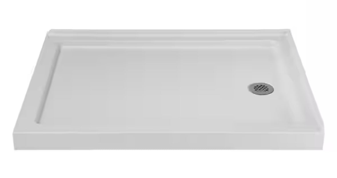 NTM-700-48WH-RH 48 in. x 36 in. Corner Acrylic Shower Pan Base in Matte White with Right Hand Drain, Drain Included