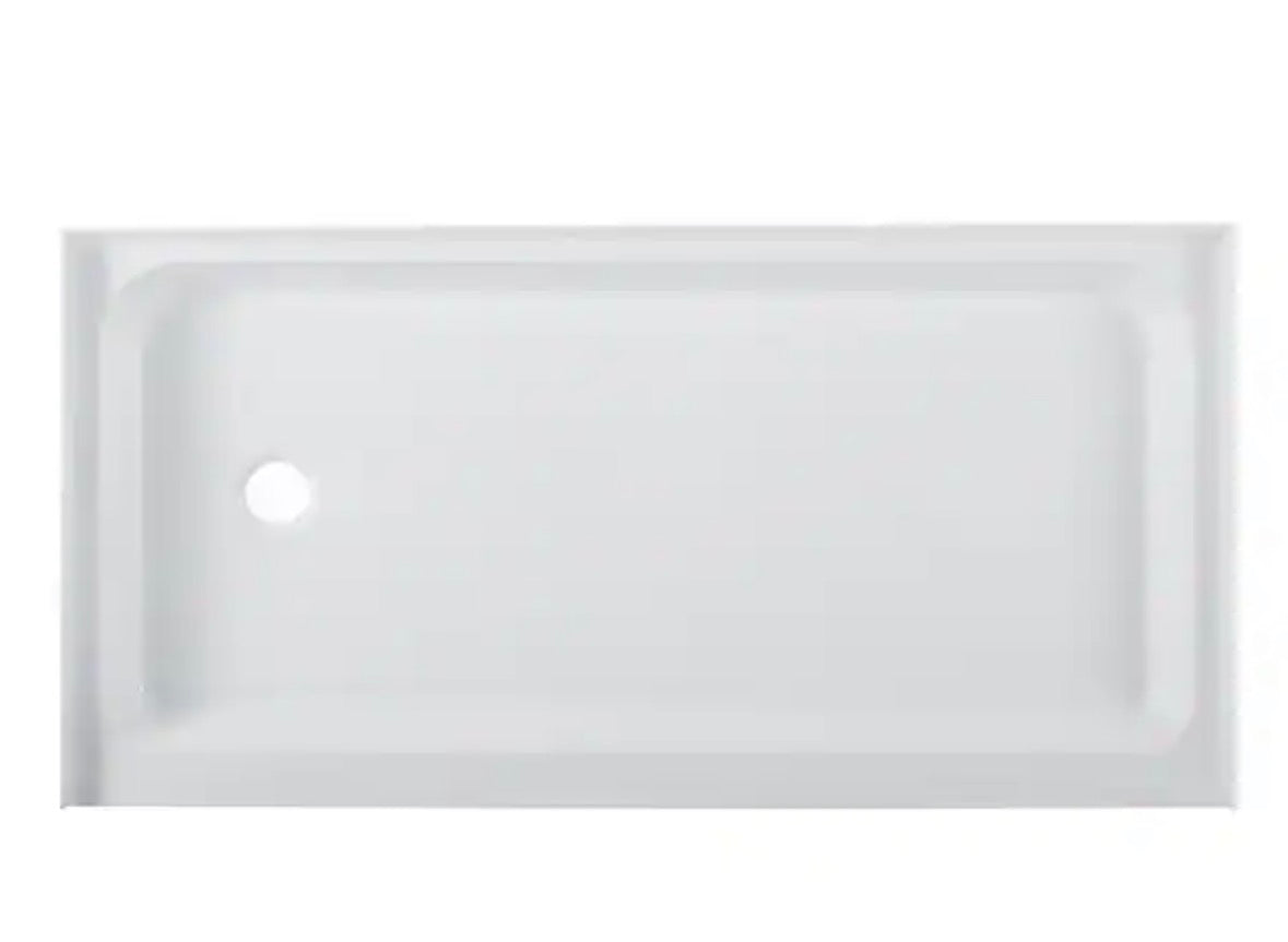 Voltaire 32 in. x 60 in. Acrylic, Single-Threshold, Left-Hand Drain, Shower Base in White