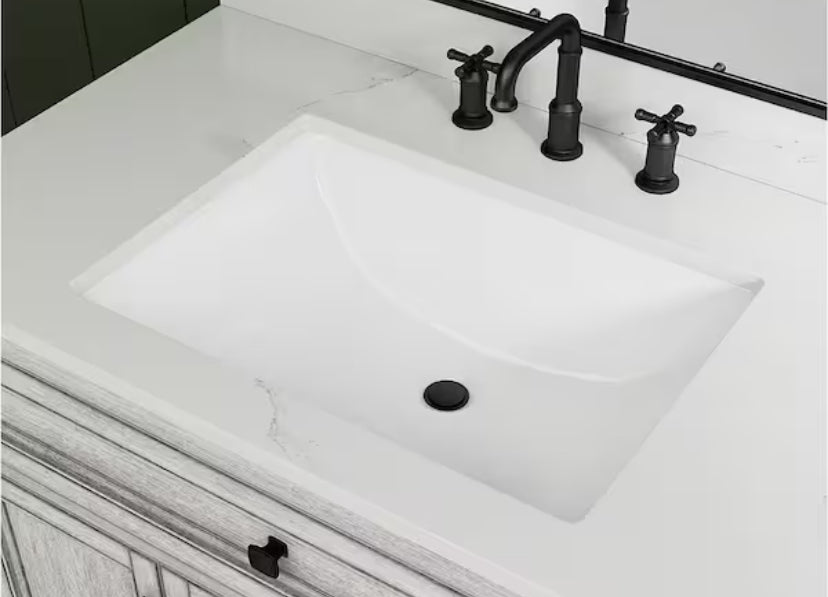 22 in. Undermount Rectangular Vitreous China Bathroom Sink in White