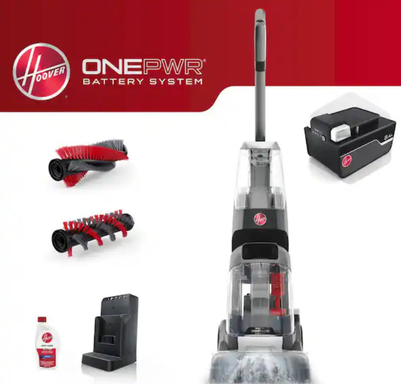 ONEPWR SmartWash Automatic Cordless Upright Carpet Cleaner Machine, Deep Clean Carpet Shampooer with Battery and Charger