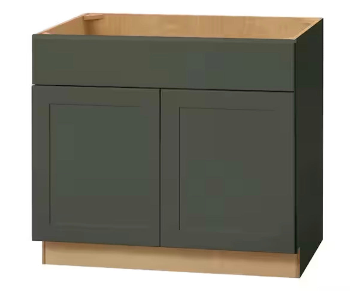 Avondale 36 in. W x 21 in. D x 34.5 in. H Ready to Assemble Plywood Shaker Sink Base Kitchen Cabinet in Fern Green