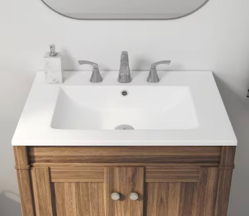 Tucson 24 in. W x 18 in. D Vitreous China Vanity Top in White with 3 Faucet Holes (8 in. Centerset)