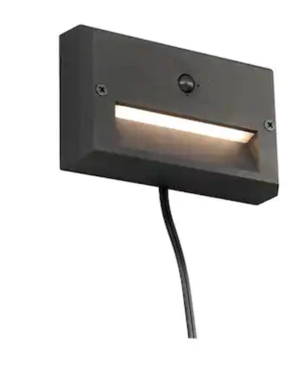 15-Watt Equivalent Low Voltage Black Motion Sensing Integrated LED Outdoor Stair Light with Frosted Acrylic Lens