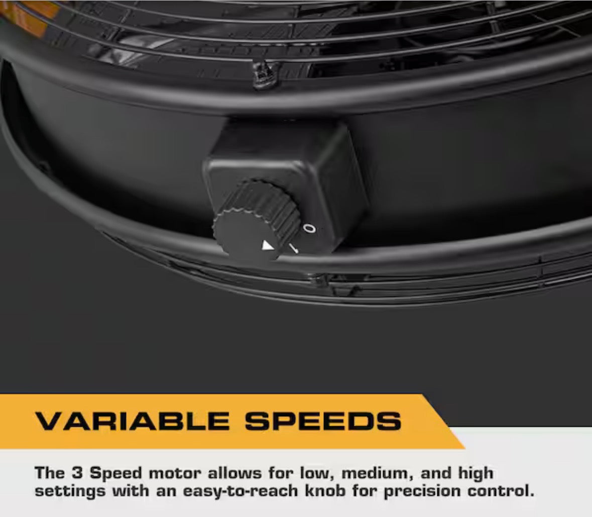 18 in. Outdoor Wet Rated Matte Black/Yellow Garage Wall Fan with Remote