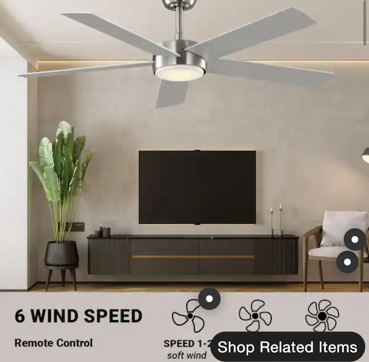Benning 52 in. Indoor Brushed Nickel Downrod Ceiling Fan with Adjustable White Light LED and Remote Control Included