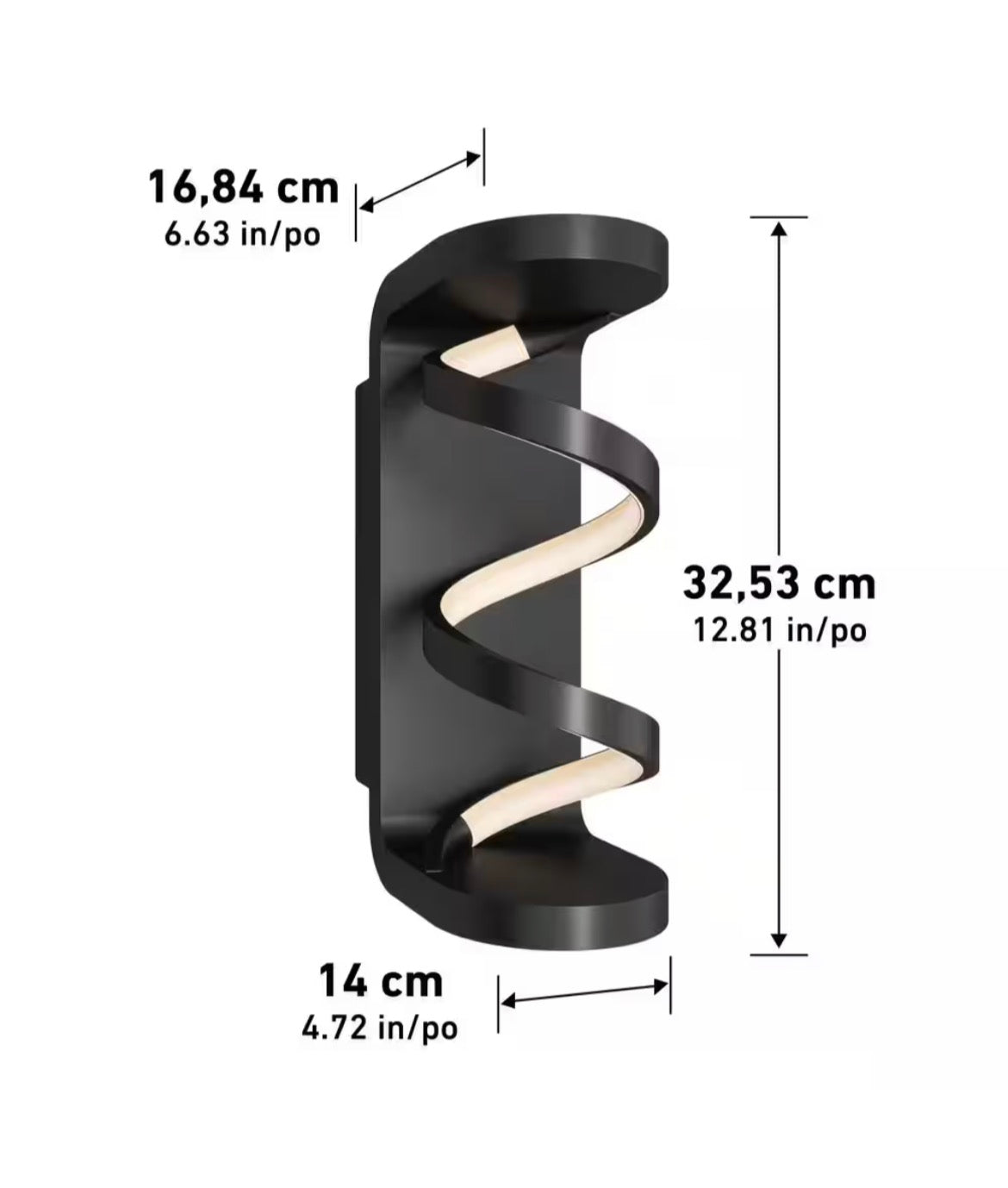 Swirl 1-Light Black LED Outdoor Wall Cylinder Light