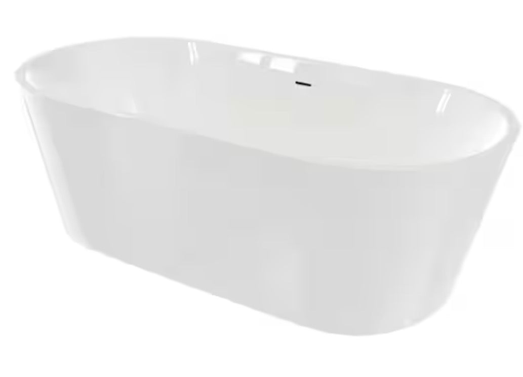 Enigma 47 in. x 27 in. Freestanding Acrylic Soaking Bathtub with Center Drain in Brushed Nickel