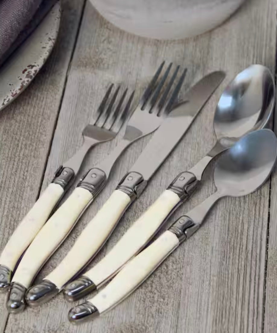 Laguiole 20-Piece Pearl White Stainless Steel Flatware Set (Service for 4)