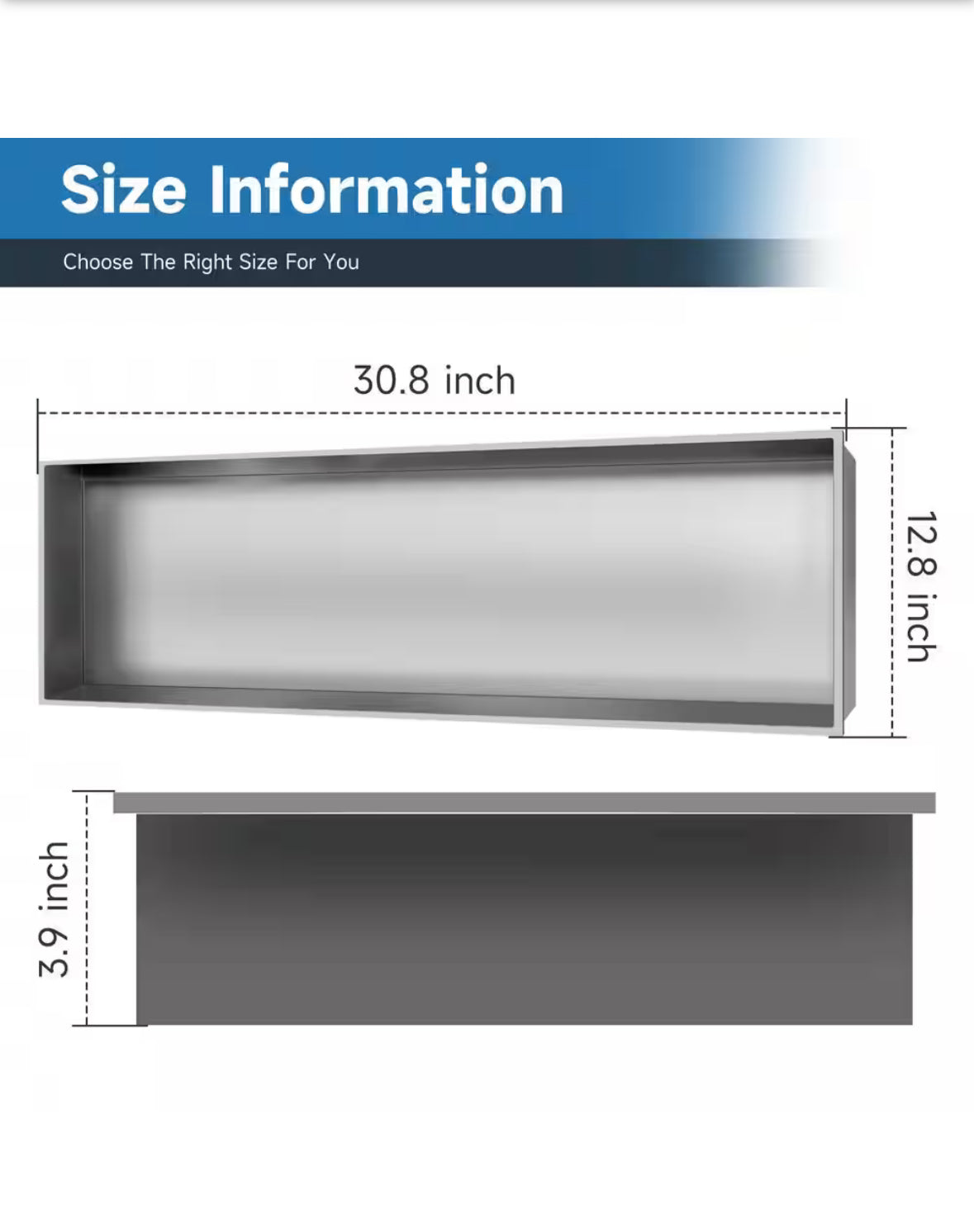 30 in. W x 12 in. H x 4 in. D Bathroom Shower Niche Standard Niche Over Mount Installation in Brushed Nickel