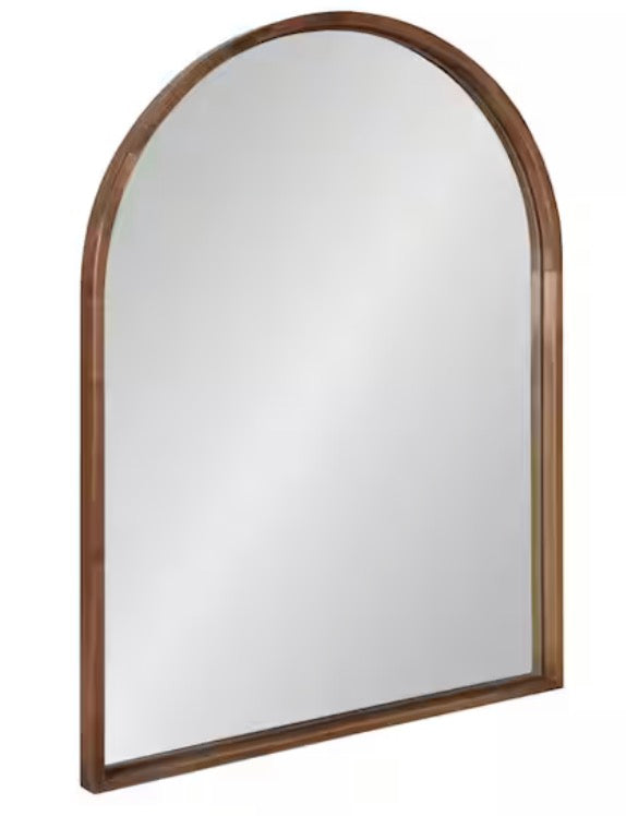 31.50 in. H x 23.50 in. W Valenti Farmhouse Arch Framed Rustic Brown Accent Wall Mirror