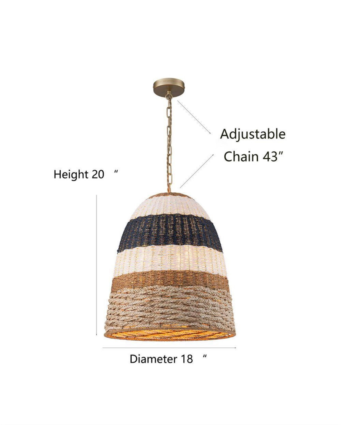 Dylan 3-Light Chandelier Woven Shade Modern/Contemporary Bell Medium Hanging Pendant Light