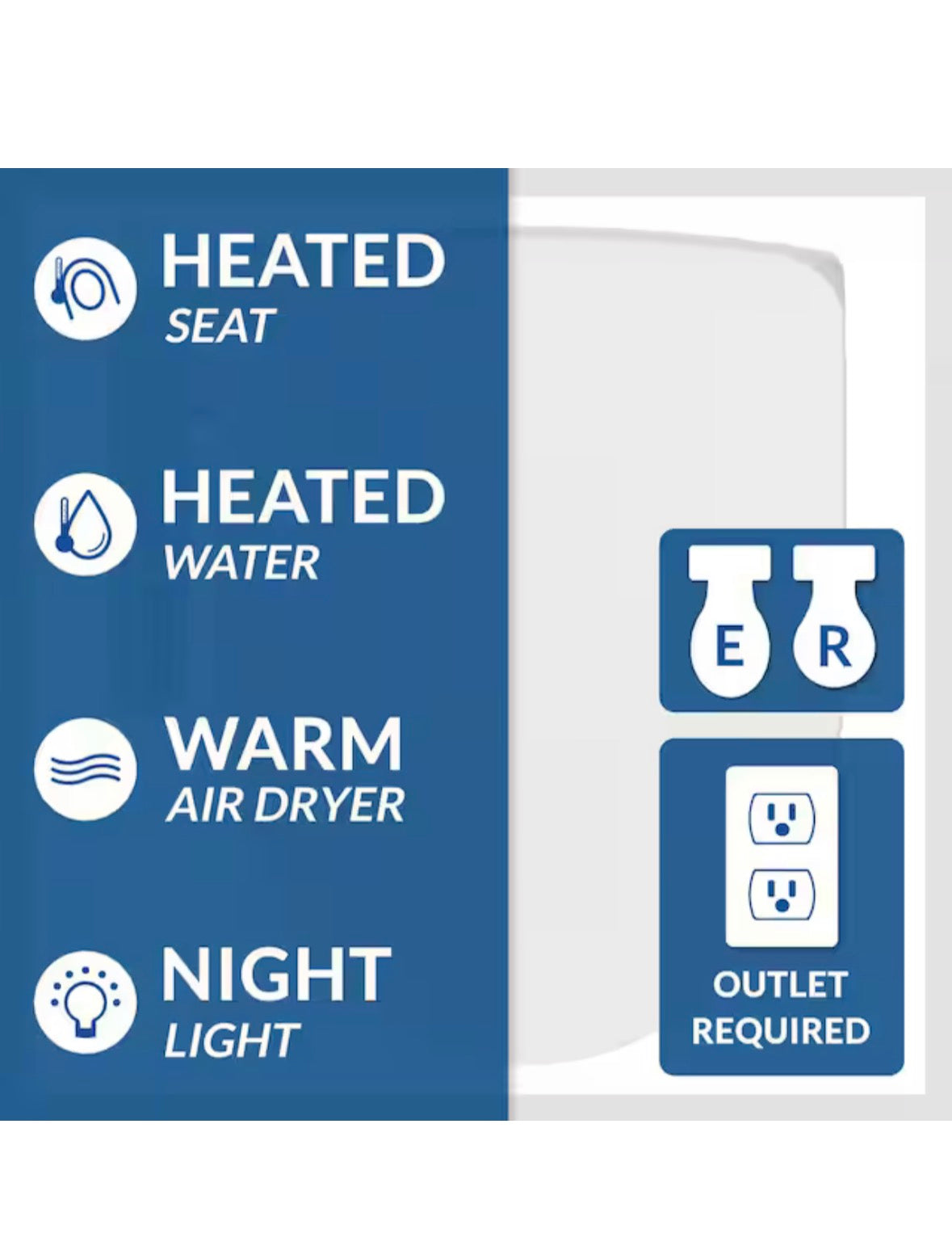 HD-7000 Electric Bidet Seat for Round Toilets in White with Fusion Heating Technology