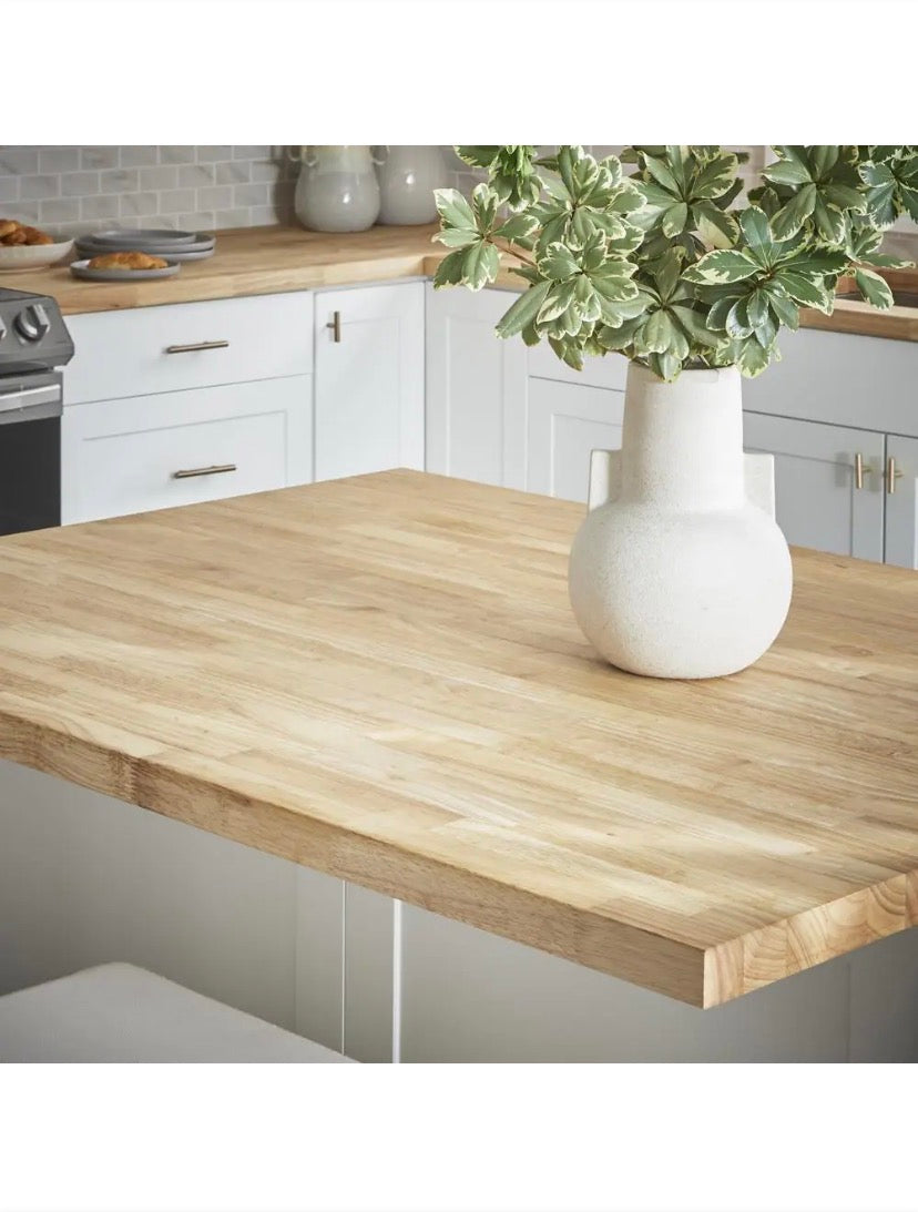 6 ft. L x 39 in. D Unfinished Hevea Butcher Block Island Countertop in With Standard Edge
