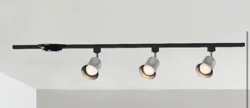 4 ft. Brushed Nickel Integrated LED Ceiling Mount Direct wire Track Lighting Kit with Flared Linear Track Head 3-Light