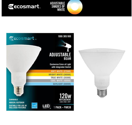 120-Watt Equivalent PAR38 Dimmable CEC LED Spot Light Bulb with Selectable Color Temperature (1-Pack)