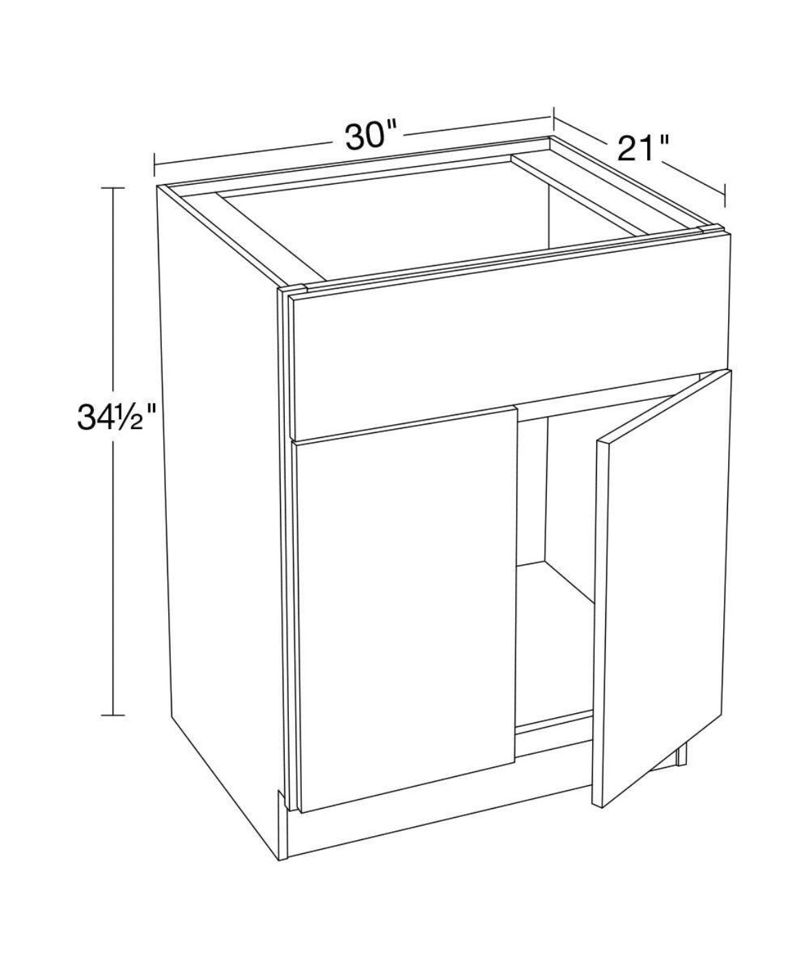 30 in. W x 24 in. D x 34.5 in. H Ready to Assemble Plywood Shaker Sink Base Kitchen Cabinet in Dove Gray