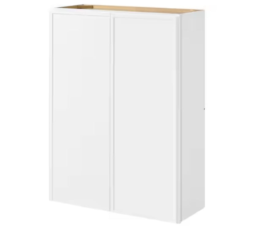 Leyton 30 in. W x 12 in. D x 42 in. H Ready to Assemble Plywood Slim Shaker Wall Kitchen Cabinet in Alpine White