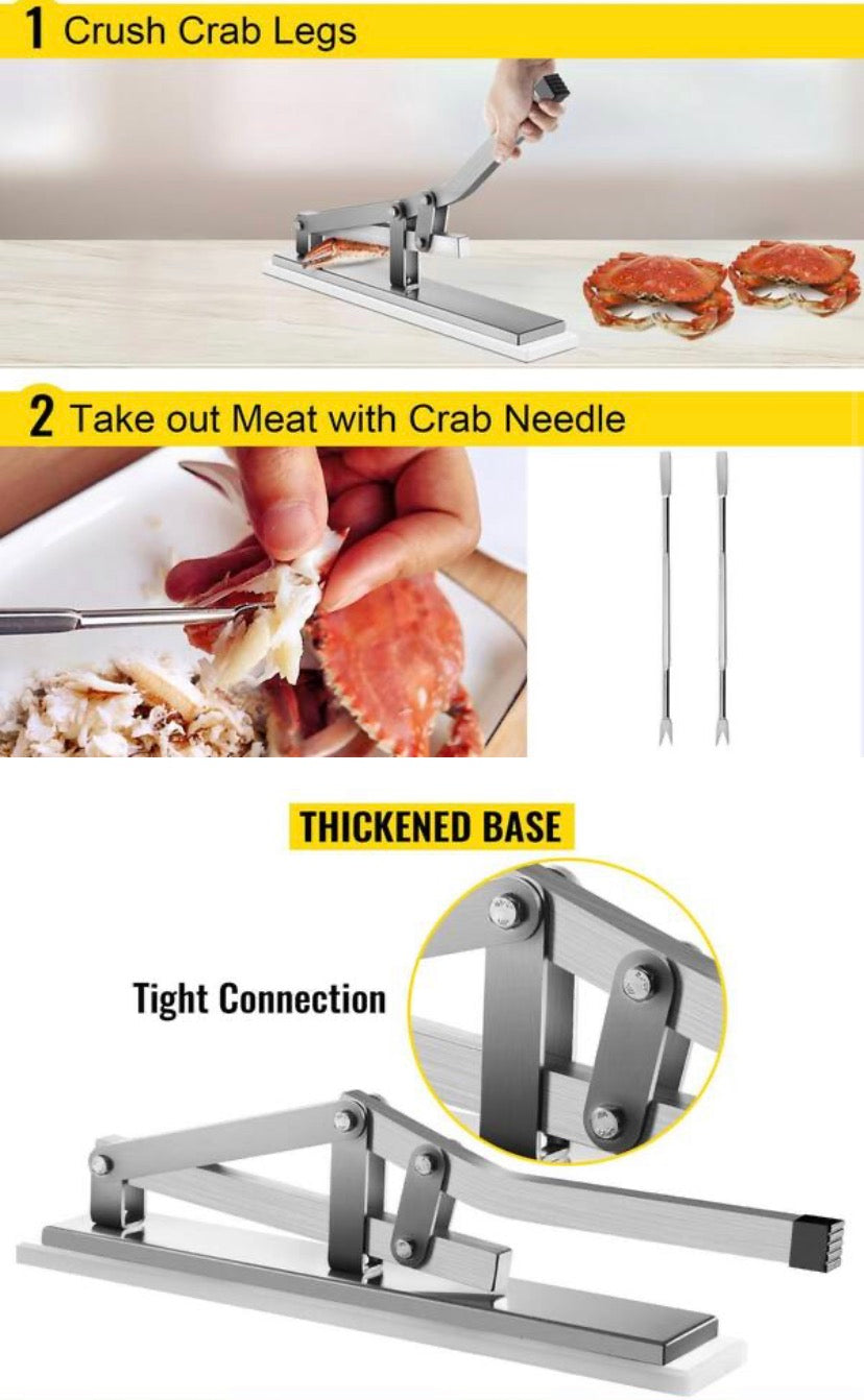 Aluminum and SS Crab Cracker + 2 Seafood Picks, Lobster and Crab Shellfish Shucker Tool Set
