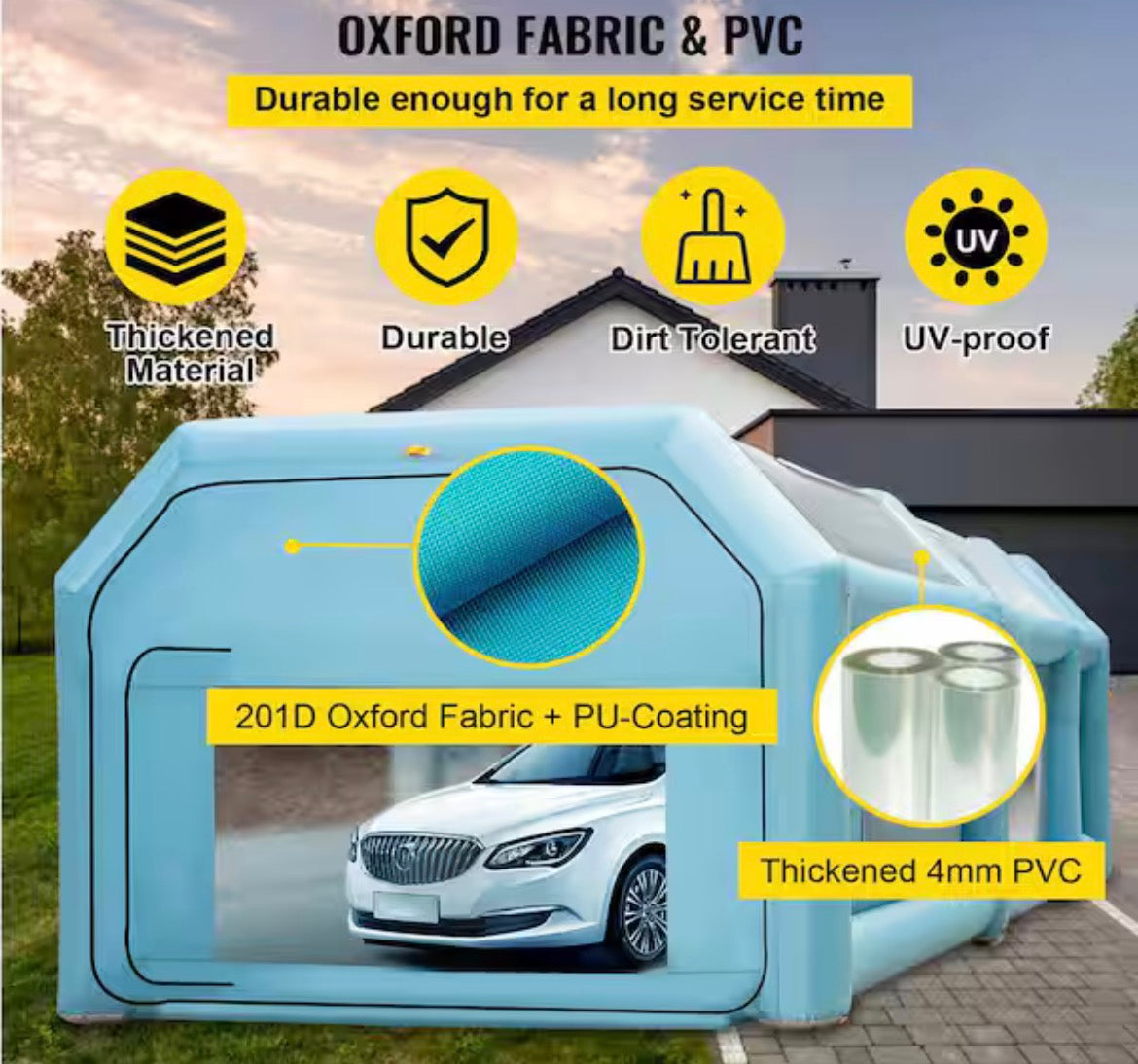 26 x 15 x 10 ft. Portable Inflatable Paint Booth, Car Spray Tent, Upgraded Blow-Up Auto Paint Workstation, Garage Use