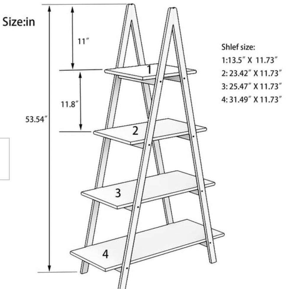 White Solid Bamboo Wood Oxford "A" Frame Ladder Display Shelf