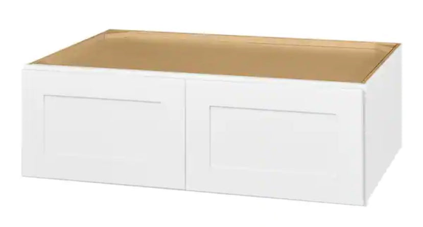 Avondale Shaker Alpine White Ready to Assemble Plywood 36 x 12in Wall Bridge Kitchen Cabinet(36 in W x 12 in H x 24in D)