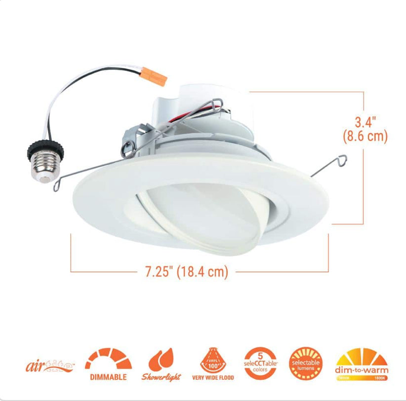 RA 5/6 in. Integrated LED Recessed Light Trim, 600 Lumens/1000 Lumens, 5 Selectable CCT, D2W, 120-Volt, WH