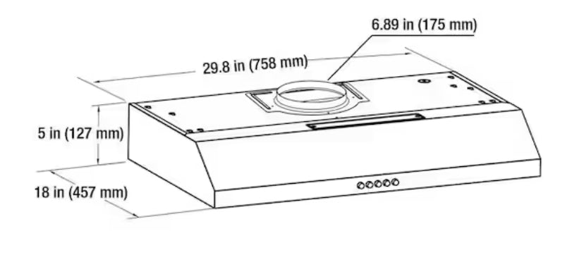 Caprelo 30 in. 320 CFM Convertible Under Cabinet Range Hood in Stainless Steel with LED Lighting and Charcoal Filter