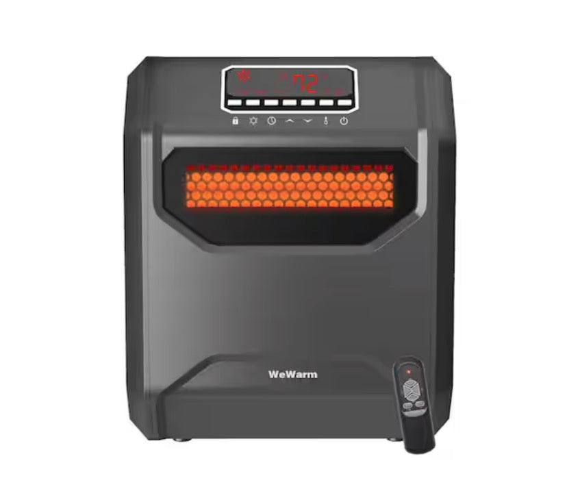 Electric 6 Element Infrared Space Heater Black Plastic