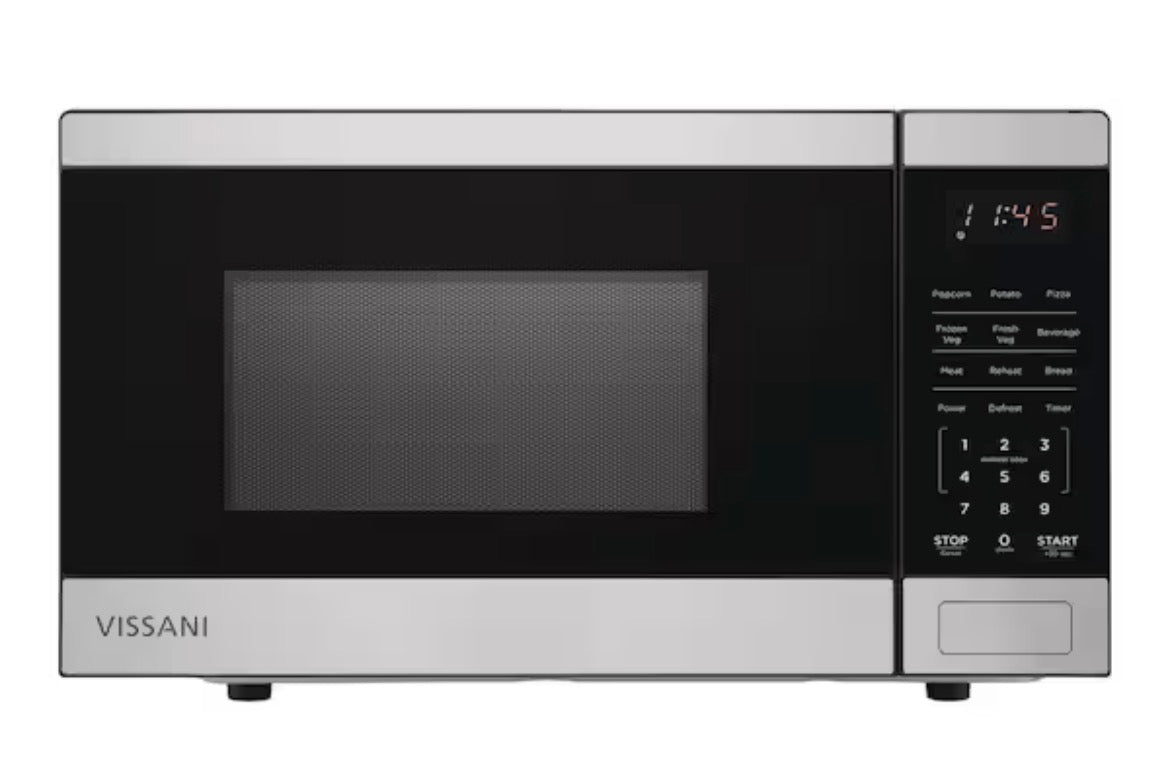 0.9 cu. ft. Electric 900-W Countertop Microwave in Black Stainless Steel