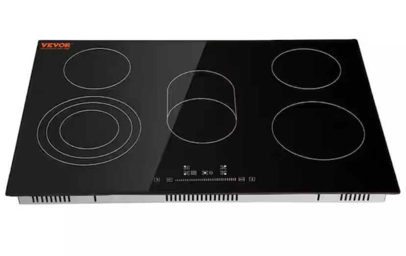 Built in Electric Stove Top 30 in. 5 Burners Glass Radiant Cooktop with Sensor Touch Control, Timer and Child Lock,Black
