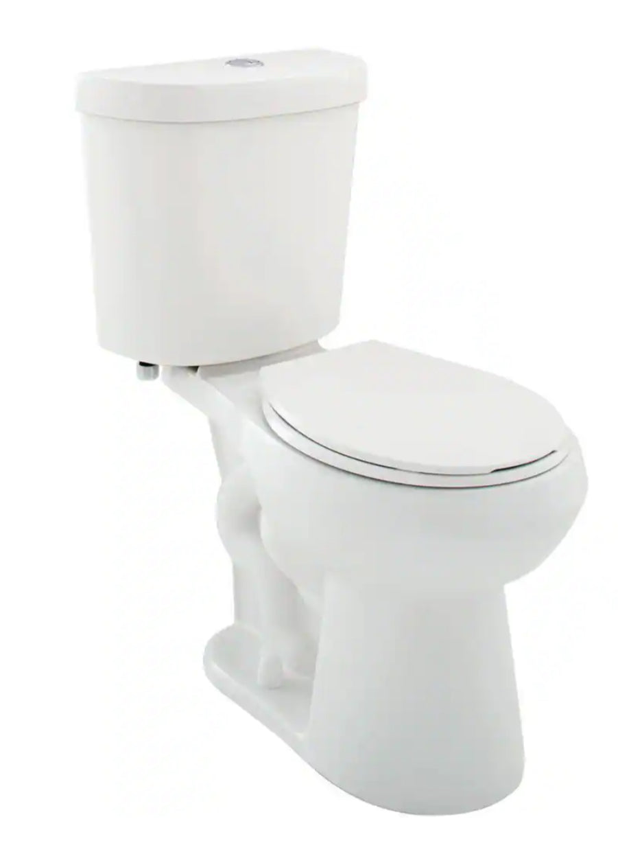 2-piece 1.1 GPF/1.6 GPF Dual Flush Round Toilet in White